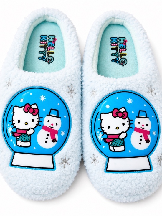 Hello Kitty Shoes - Hello Kitty Pastel Blue Plush Indoor Slippers